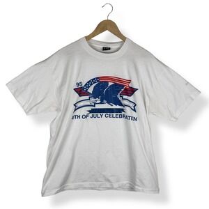 Fruit of the Loom Single Stitch T Shirt Size XL Vintage 90s Fourth of July USA